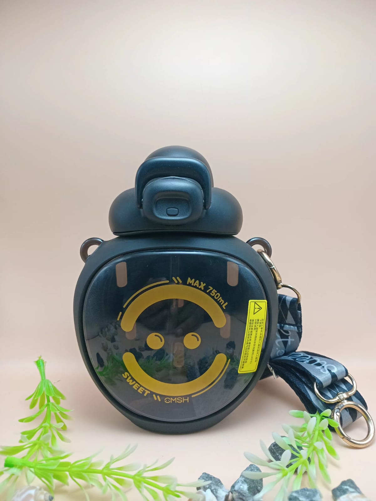 Smiley Water Bottle with Shoulder Strap Smiley Water Bottle with Shoulder Strap