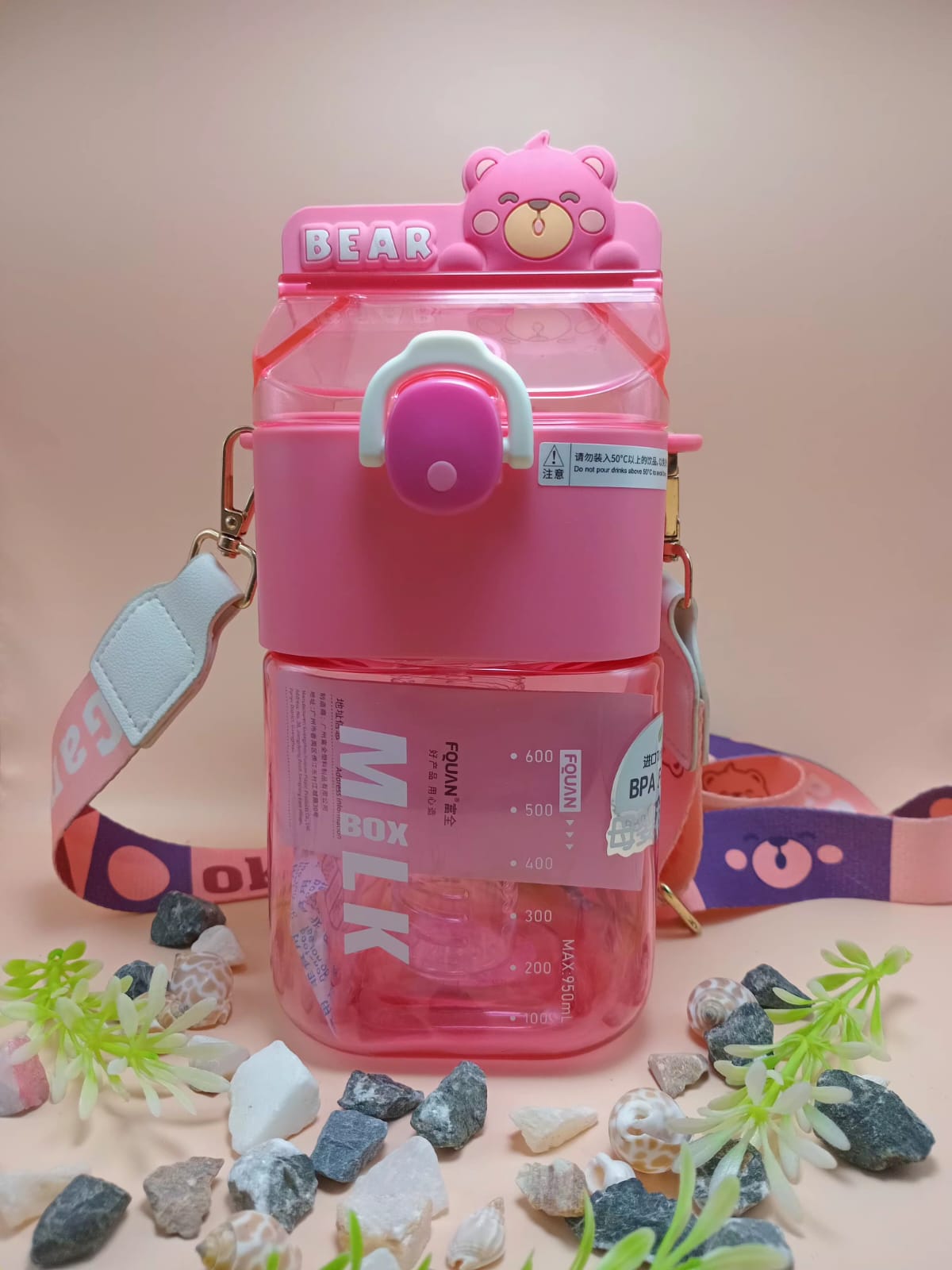 Cartoon Water Bottle with Shoulder Strap Cartoon Water Bottle with Shoulder Strap