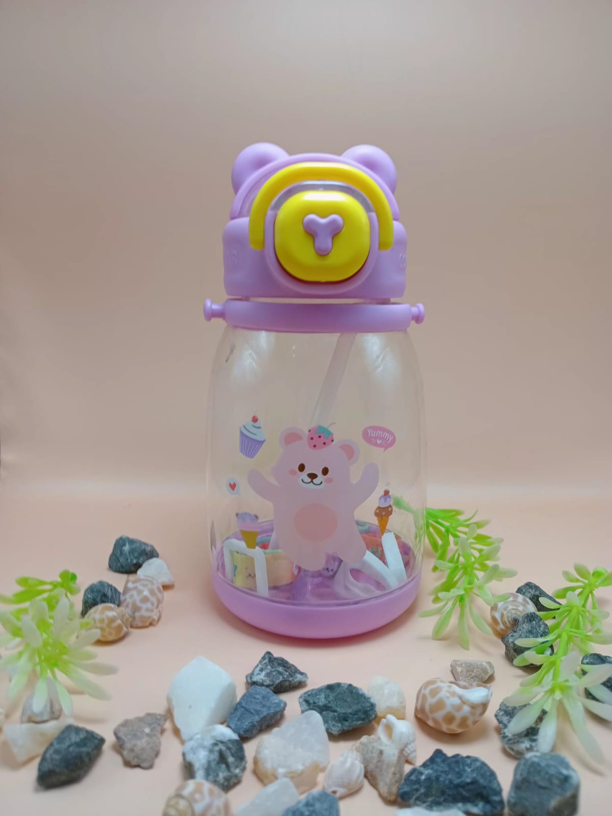 Cartoon Water Bottle with Flip Lid Cartoon Water Bottle with Flip Lid