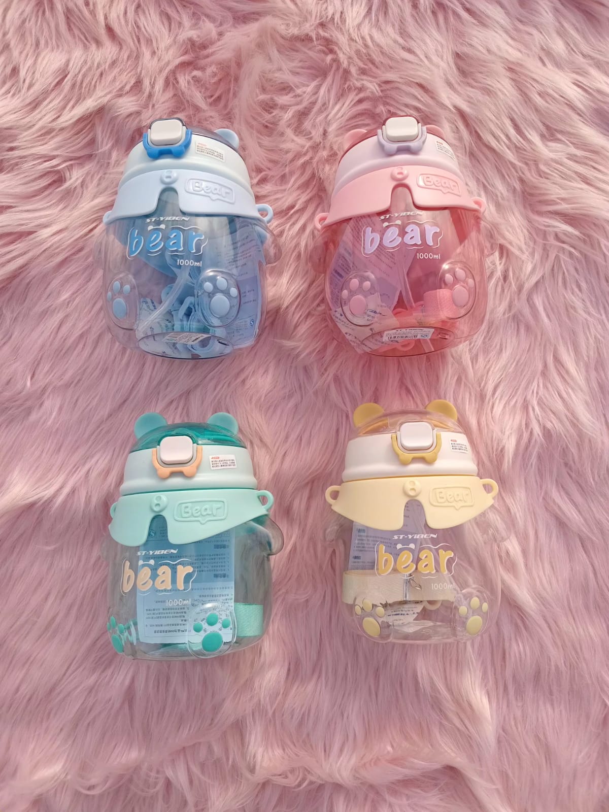 Cartoon Bear Water Bottle with Shoulder Strap Cartoon Bear Water Bottle with Shoulder Strap