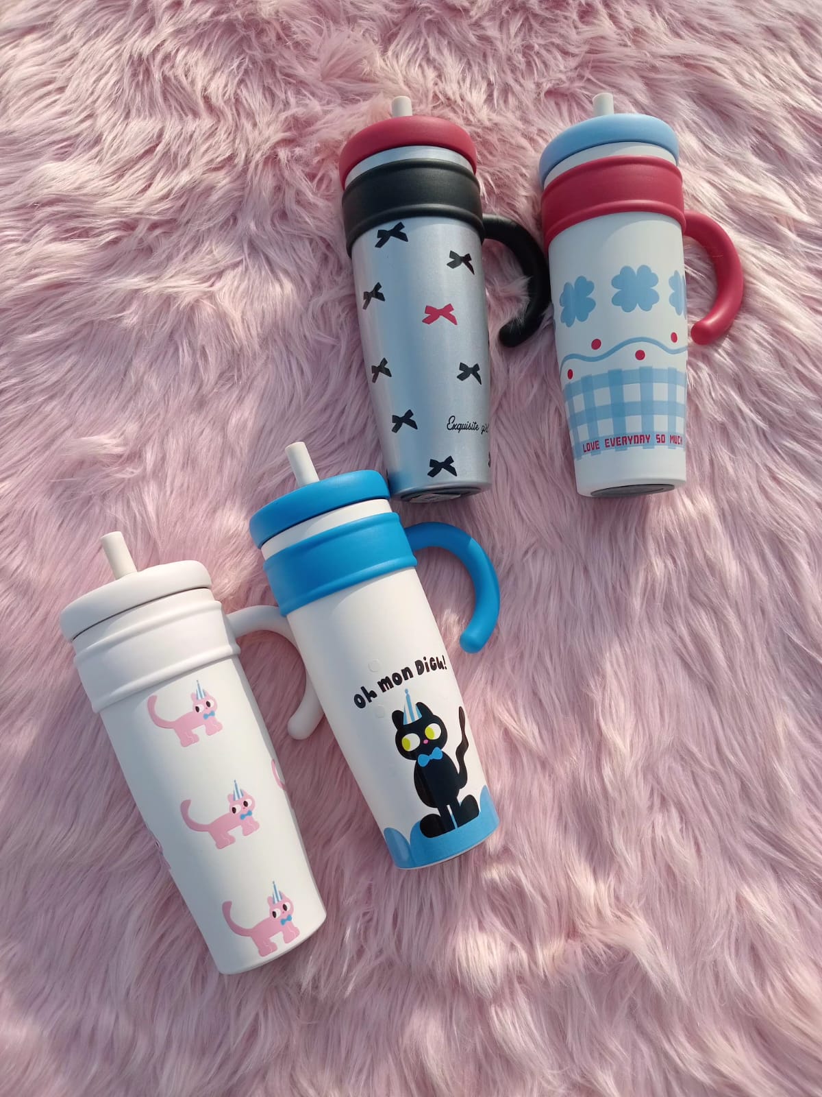 Printed Tumbler with Handle and Straw Printed Tumbler with Handle and Straw