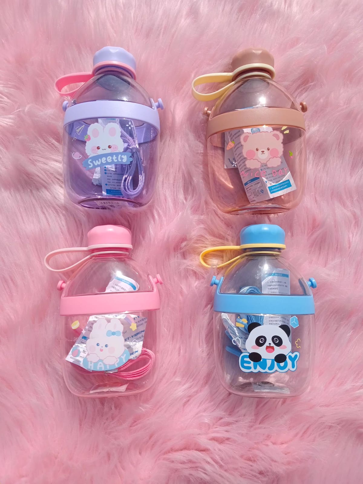 Cartoon Water Bottle with Wrist Strap Cartoon Water Bottle with Wrist Strap