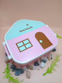 House-Shaped Lunch Box with Spoon and Fork