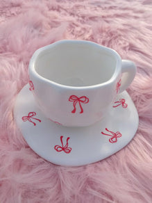 Bow Charm Ceramic Tea Cup & Saucer Set