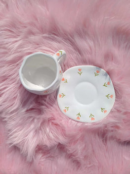 Mini Tulip Ceramic Cup and Saucer Set