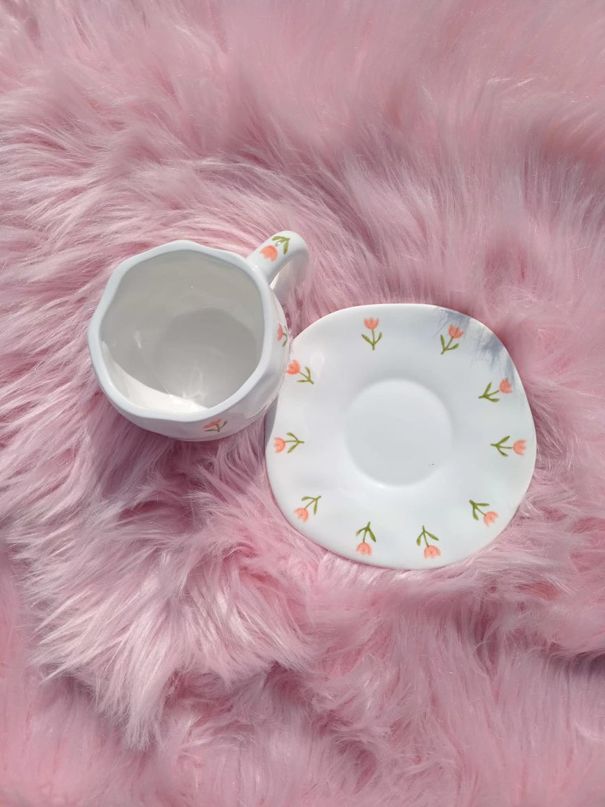 Mini Tulip Ceramic Cup and Saucer Set