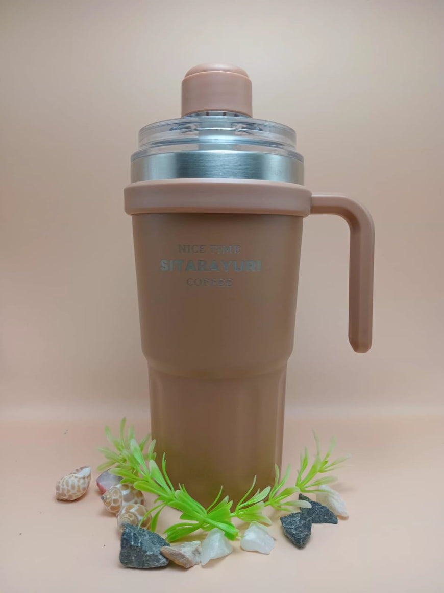 Travel Tumbler with Handle and Straw