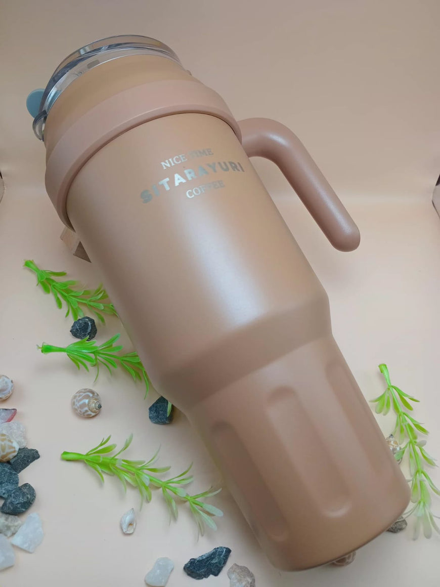 Travel Tumbler with Handle and Straw