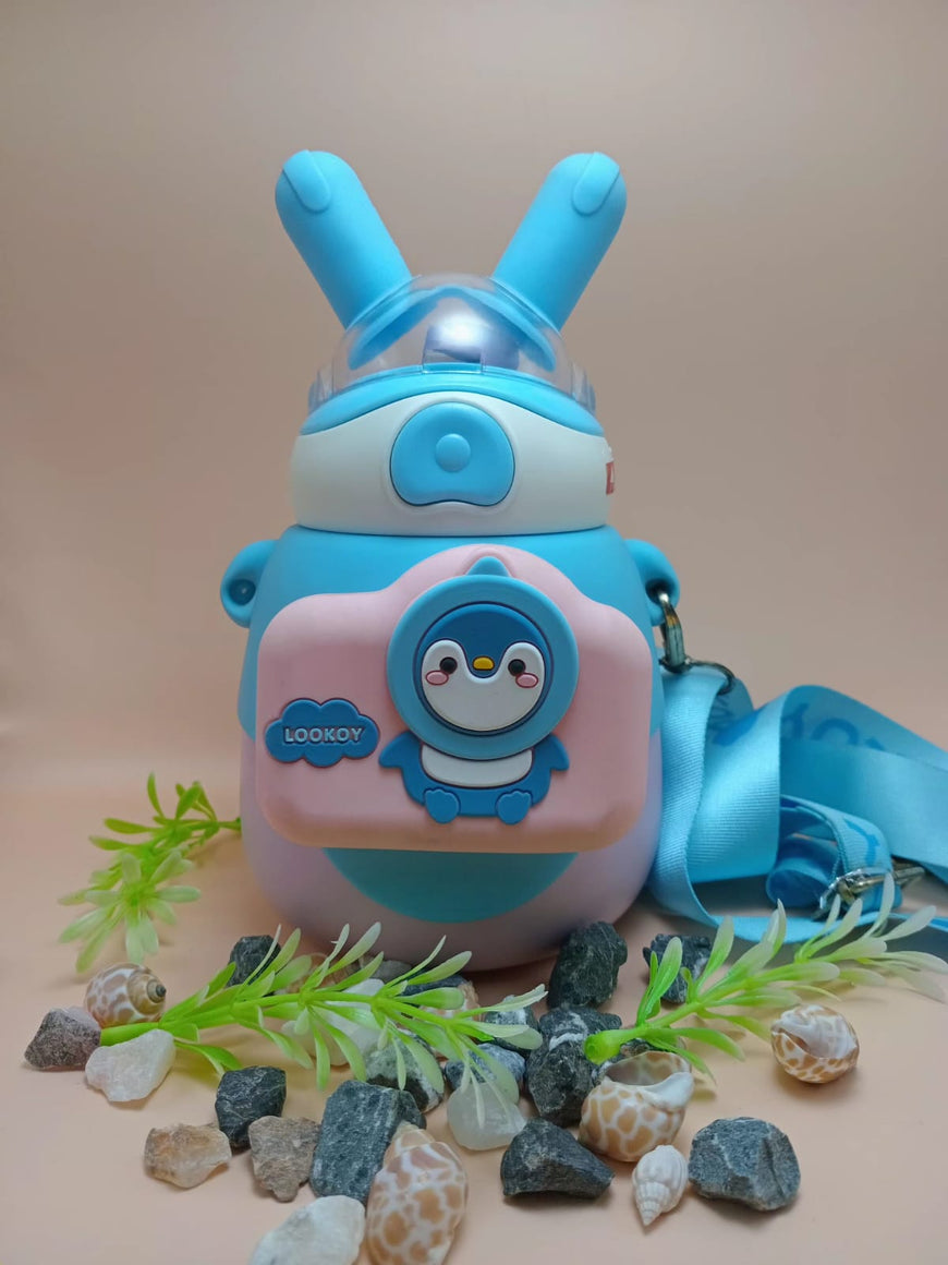 Cartoon Water Bottle with Shoulder Strap