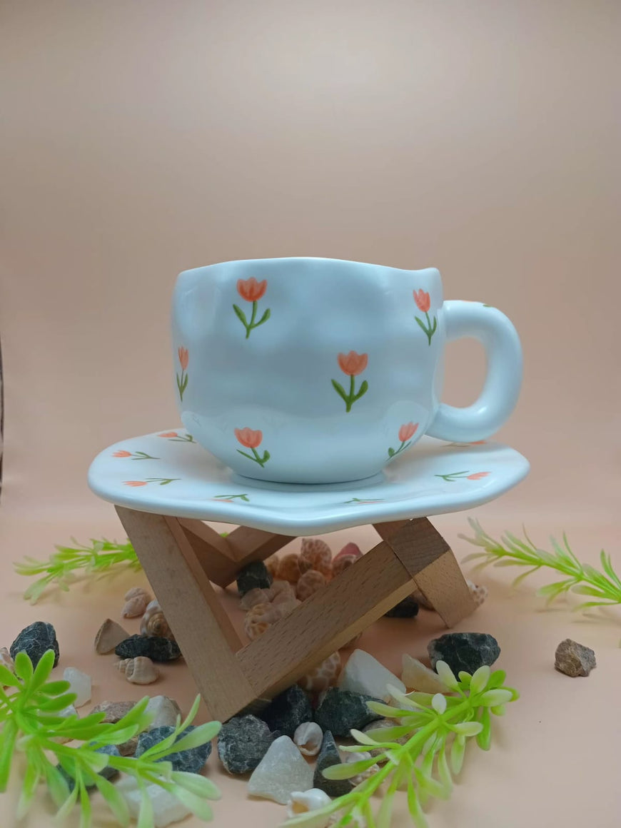 Mini Tulip Ceramic Cup and Saucer Set