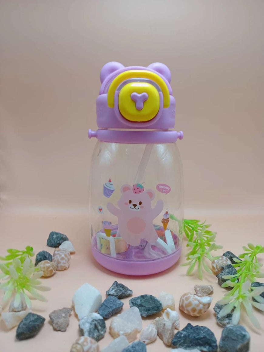 Cartoon Water Bottle with Flip Lid
