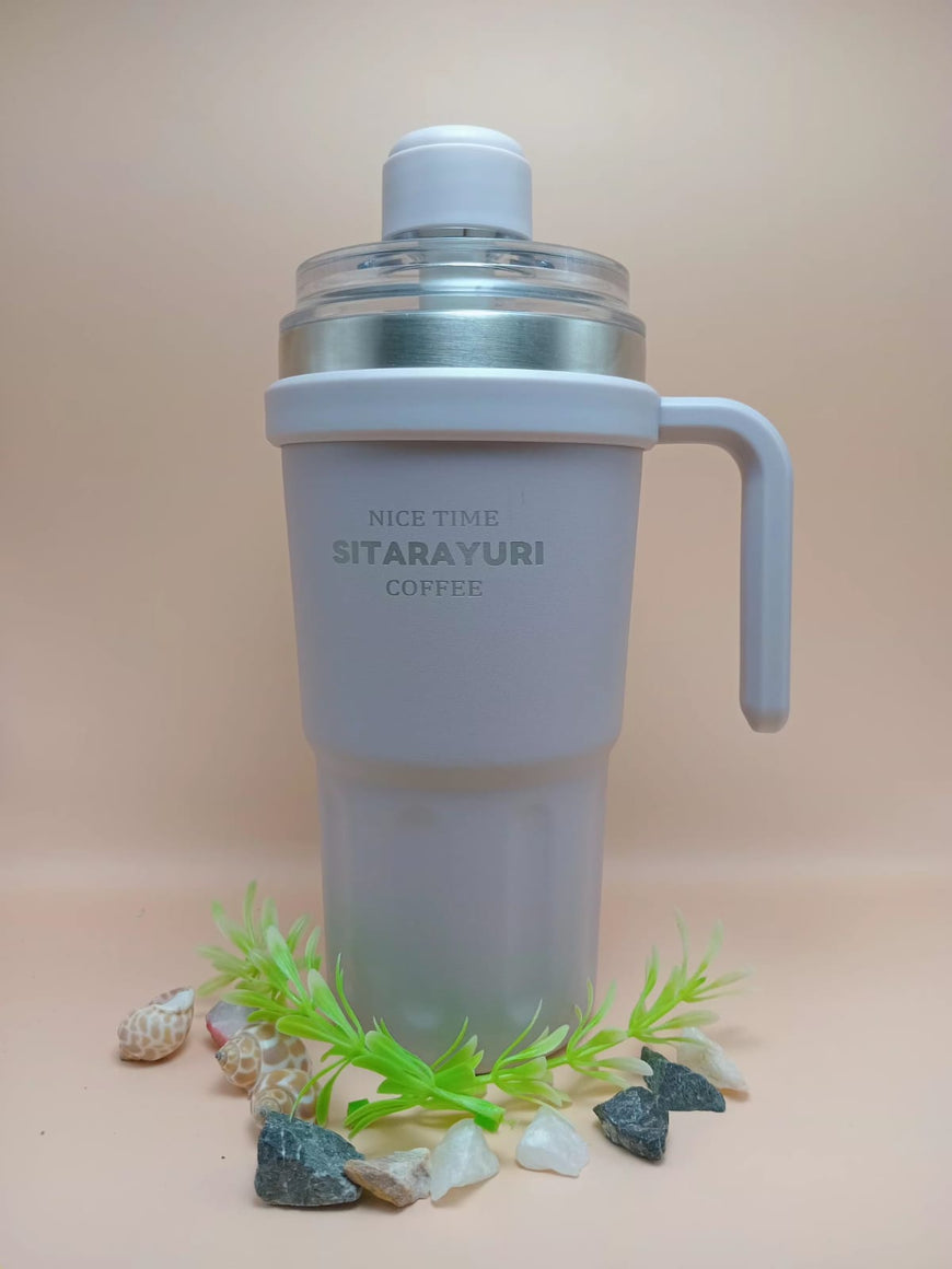 Travel Tumbler with Handle and Straw