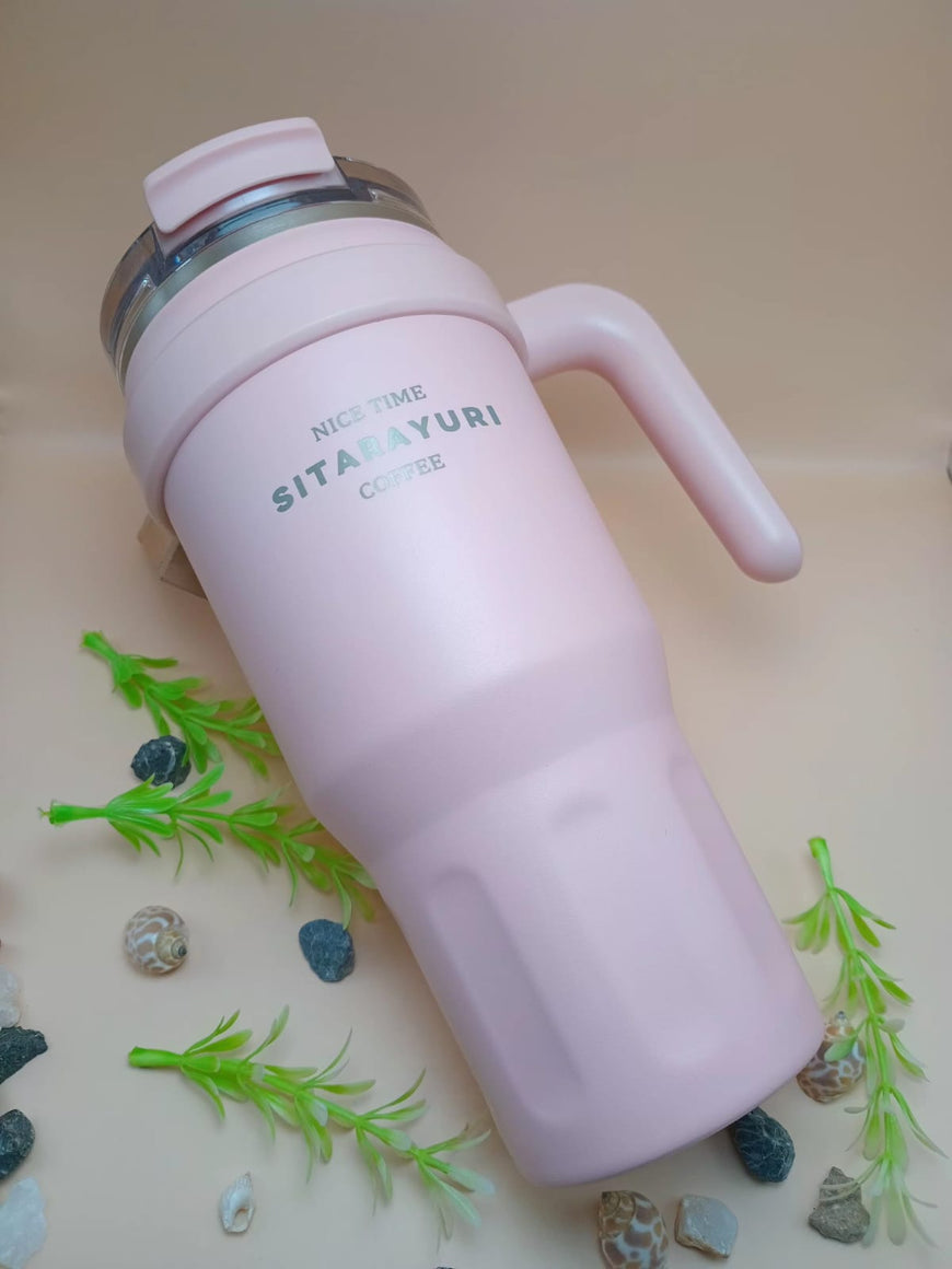 Travel Tumbler with Handle and Straw