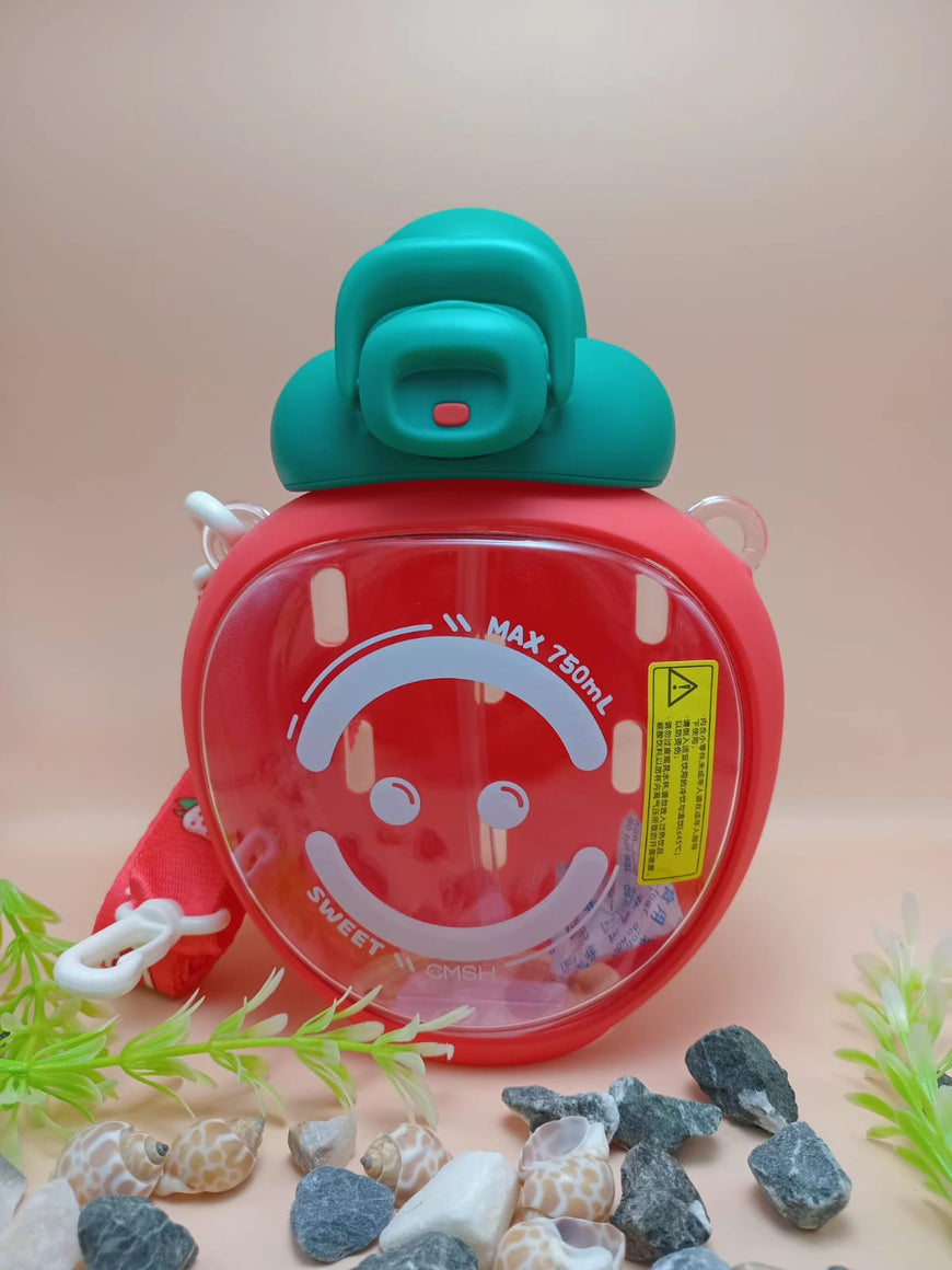 Smiley Water Bottle with Shoulder Strap