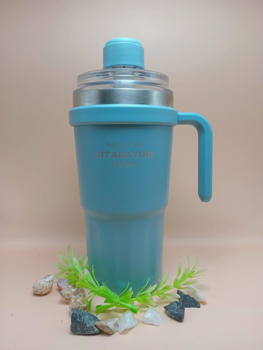 Travel Tumbler with Handle and Straw