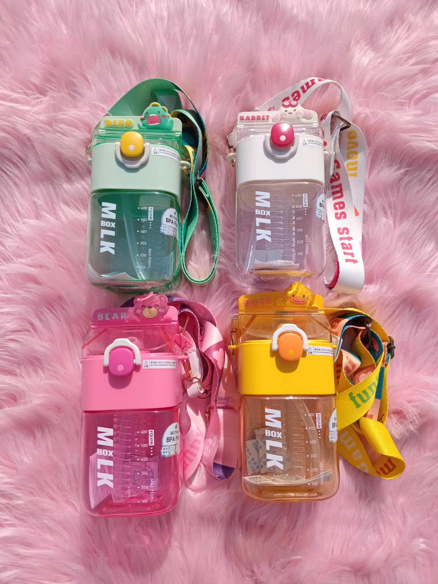 Cartoon Water Bottle with Shoulder Strap