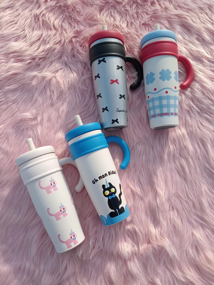 Printed Tumbler with Handle and Straw