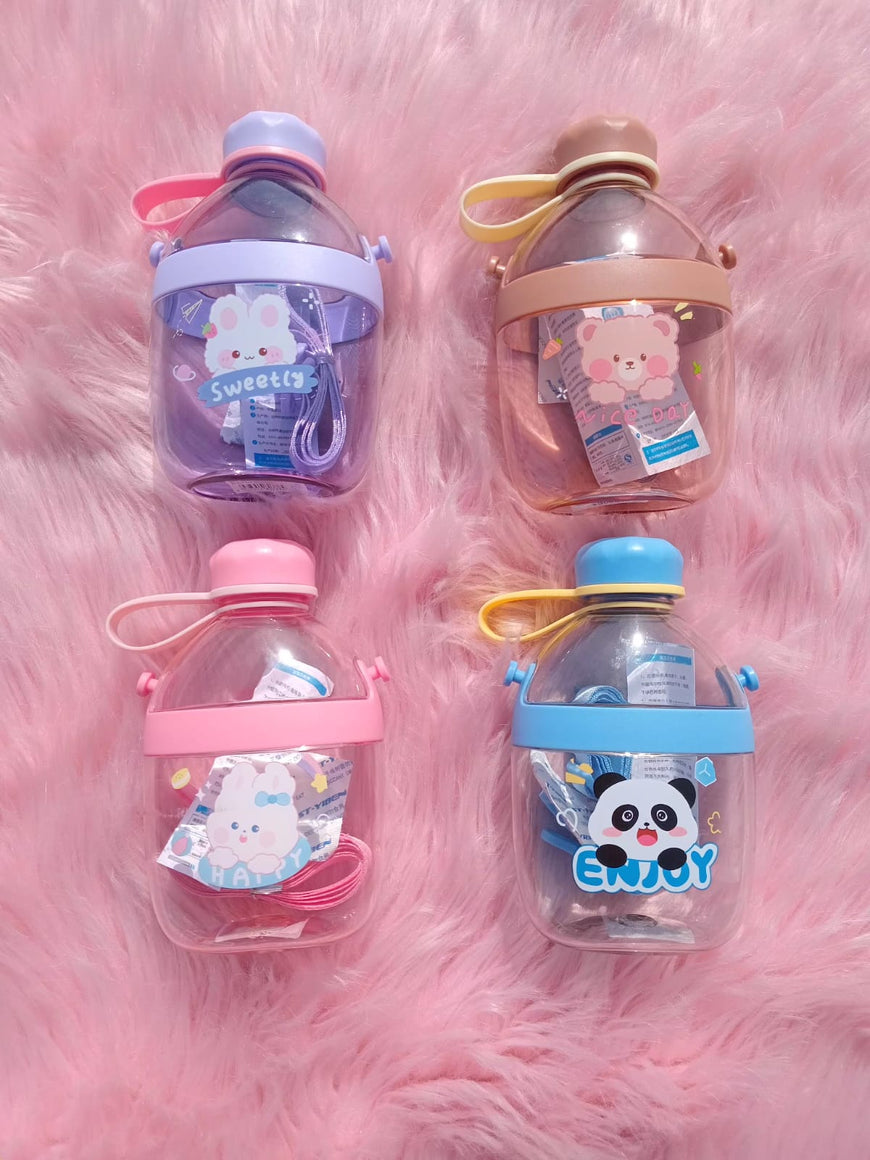 Cartoon Water Bottle with Wrist Strap