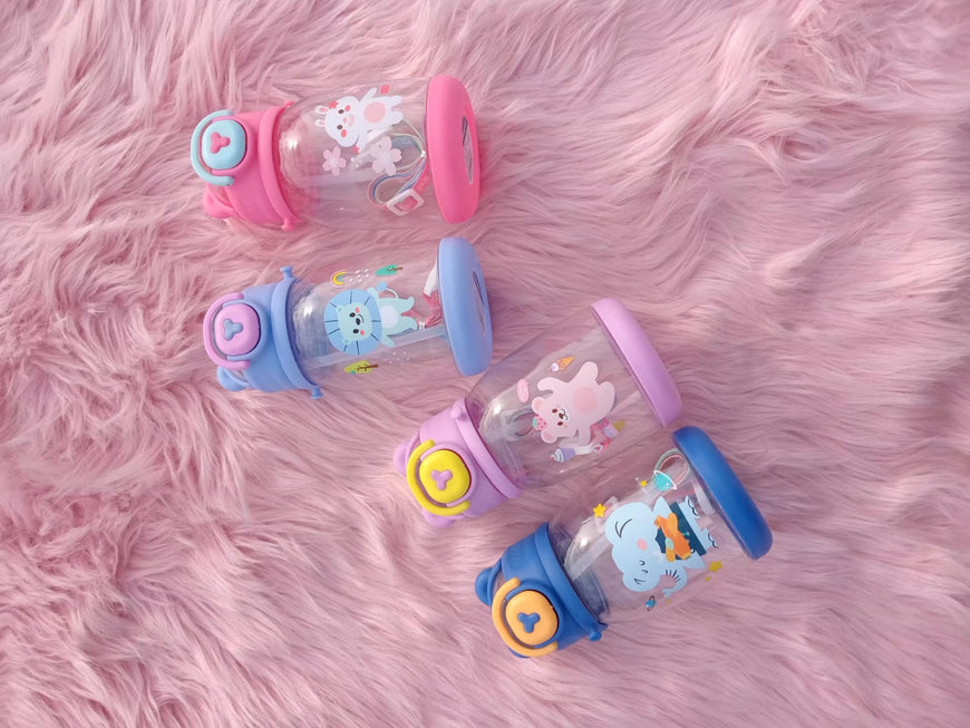 Cartoon Water Bottle with Flip Lid