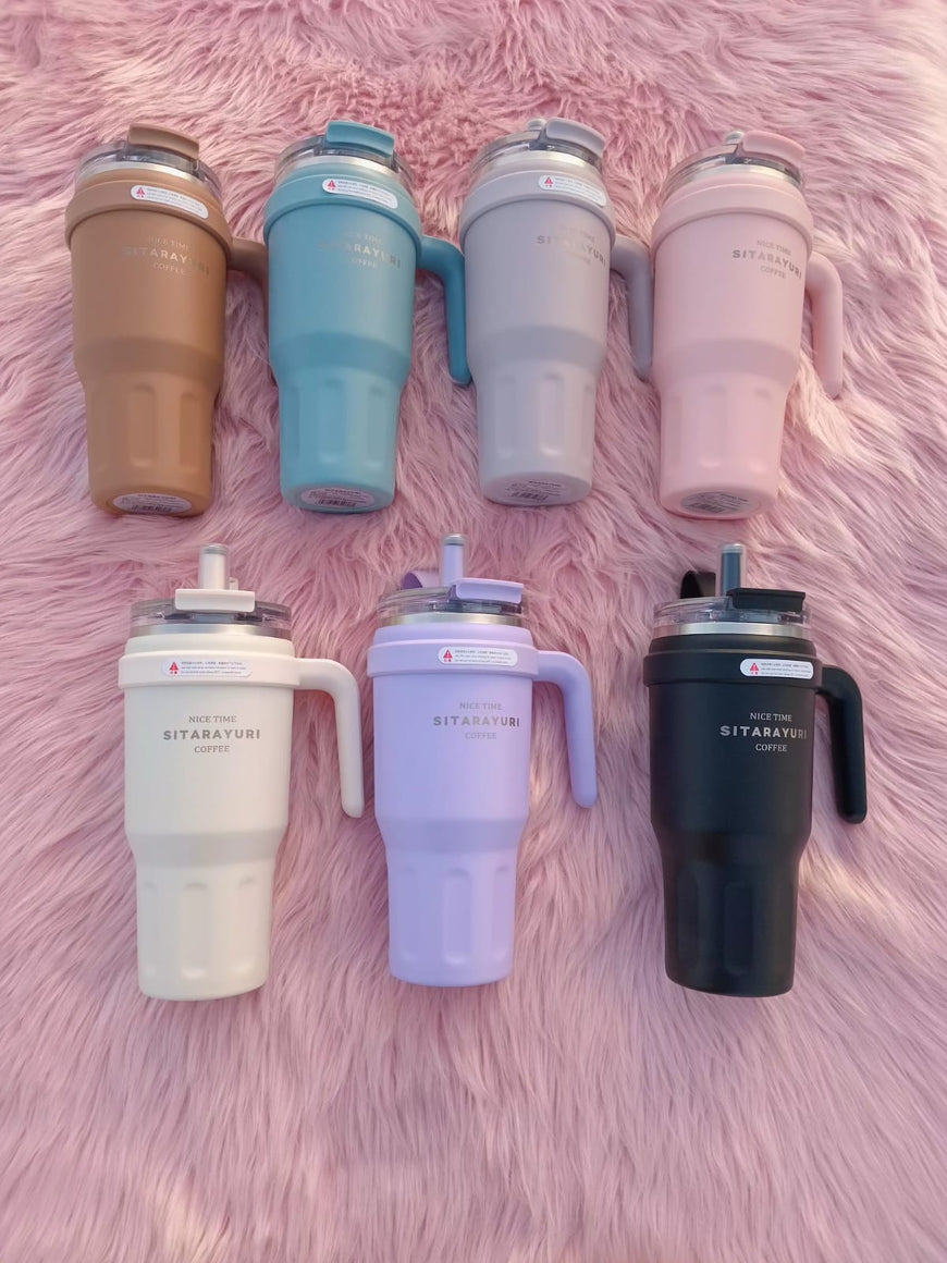 Travel Tumbler with Handle and Straw